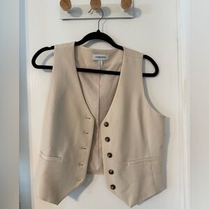 NWOT Nordstrom Open Edit Tailored Cream Button-Up Vest